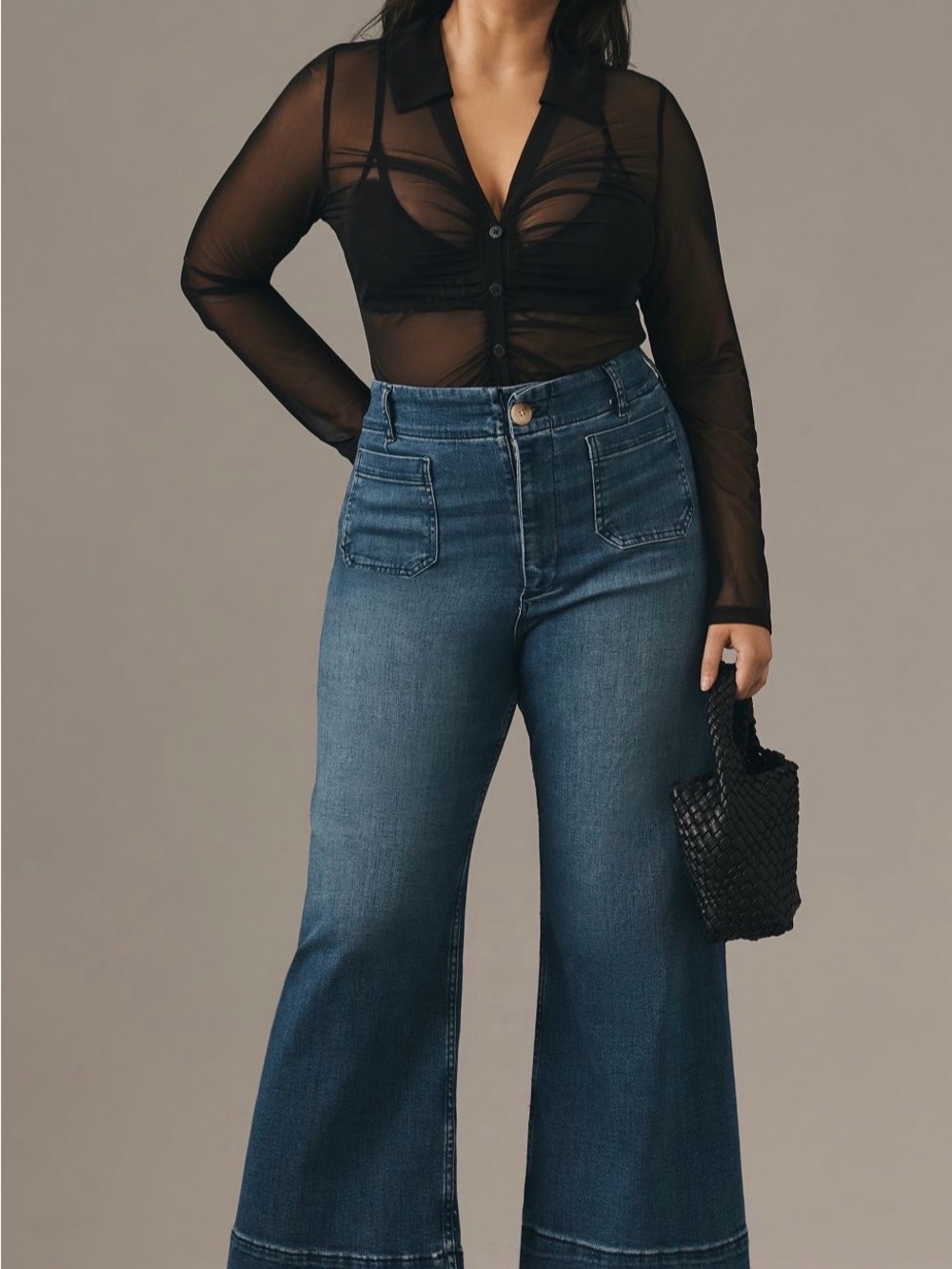 Anthropologie  Colette Jeans; High-Rise Crop,  Wide-Leg Jeans; Size 24W